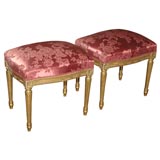 Pair 19th Century Giltwood Tabourets