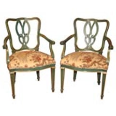Pair of Hollywood Regency Emerald and Gilt Armchairs, Italy, circa 1950 12