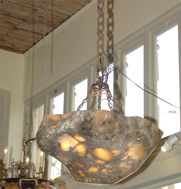 American Large Contemporary Alabaster Ceiling Light