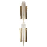 Italian Brass and White Plastic Pair of Theater Sconces