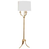 Brass and Bronze 3-Light Floor Lamp with Ramsheads