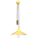 Yellow Adjustable Pendant Light Attributed to Paavo Tynell