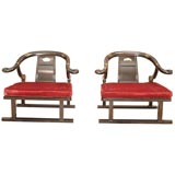 Pair Michael Taylor for Baker Far-East Horseshoe Lounge Chairs