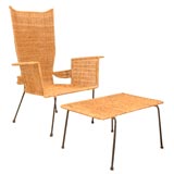 California Design Wicker Chair and Ottoman