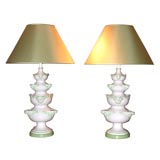 PAIR OF ITALIAN CERAMIC LAMPS IN THE STYLE OF DOROTHY DRAPER