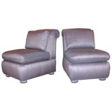 Vintage GRACIOUS PAIR OF BEAUTIFULLY UPHOLSTERED SILK SLIPPER CHAIRS.