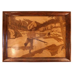 Marquetry "Painting" of a Mountain Logging  Scene, Oregon