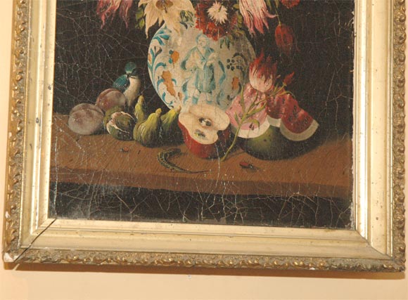 19th Century Italian floral oil painting For Sale