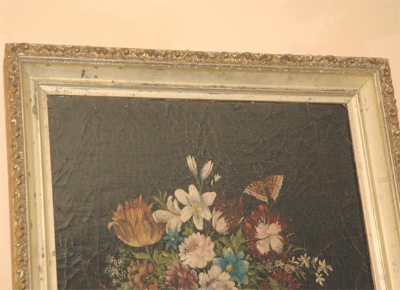 Canvas Italian floral oil painting For Sale