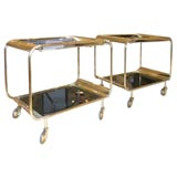 #3810 Pair of Petite Brass Serving Carts