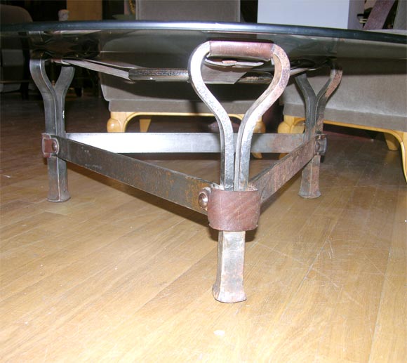 # 3839 Iron and Leather Coffee Table