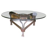 # 3839 Iron and Leather Coffee Table