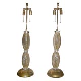 #3737 Pair of Gold Murano Glass table Lamps