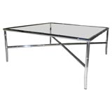 A french 1950's Chrome bamboo  square coffee table