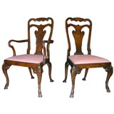 Unusual Set of 10 George I Walnut Dining Chairs, 19th c.