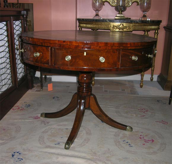 Regency Mahogany Revolving Drum Table, ca 1820