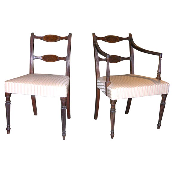 Set of Eight Regency Mahogany Dining Chairs, circa 1810 For Sale