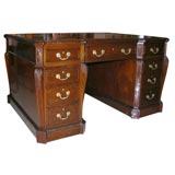 Antique George II Mahogany Leather Top Partners Desk, ca 1880's