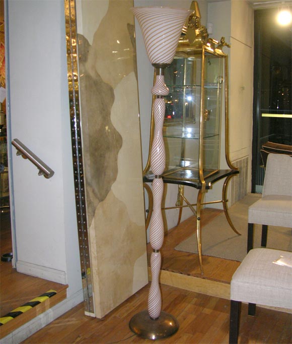Amber and white Venetian glass floor lamp