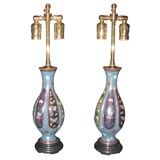 Pair of cloisonne Japanese vases mounted as lamps