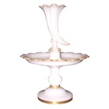 Opaline epergne with cornucopia vase trimmed in fire gilt