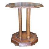 Octagonal Brass Studded Leather Occasional Table Octagonal Brass Studded Leather Occasional Table