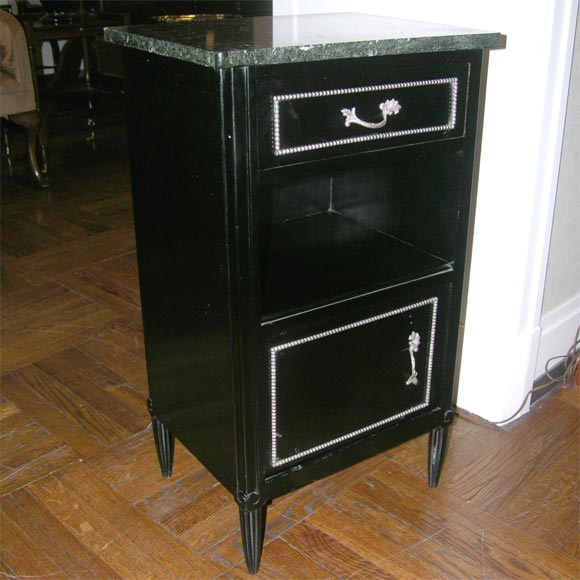 Pair of Deco Ebonized Walnut Bedside Tables