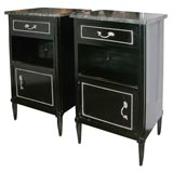 Pair of Deco Ebonized Walnut Bedside Tables