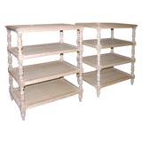 Pair of Bleached Oak Etageres/Side Tables