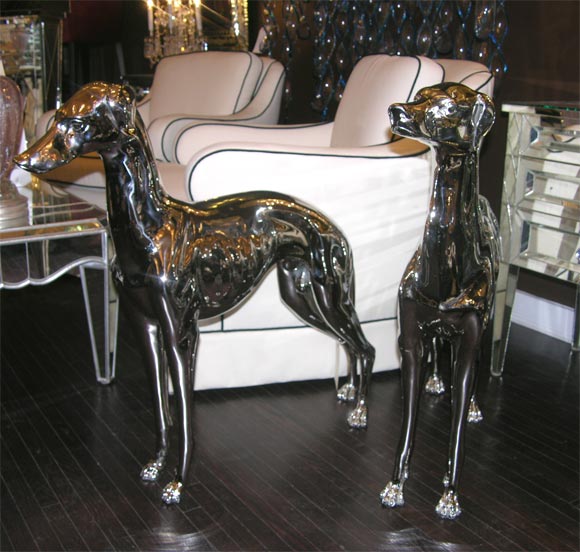 Pair of Nickel Plated Greyhounds