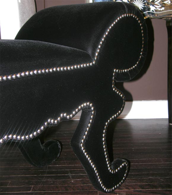 American Upholstered Bench with Nickel Nail Heads