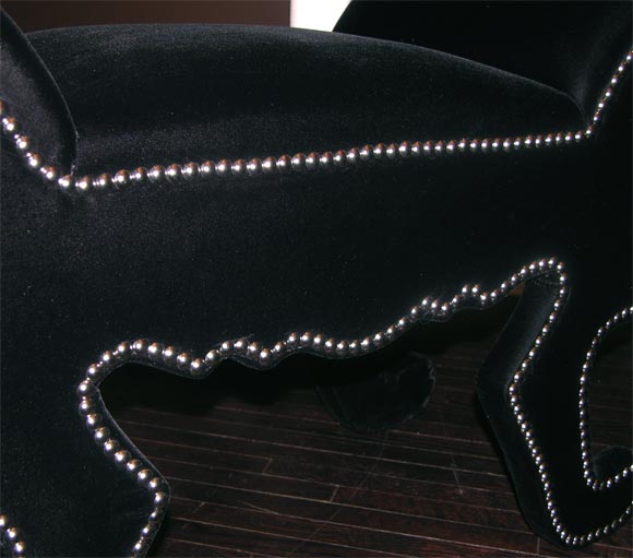 Upholstered Bench with Nickel Nail Heads In New Condition In New York, NY