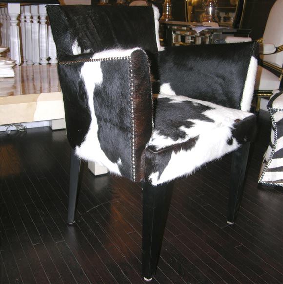 black and white cowhide chair