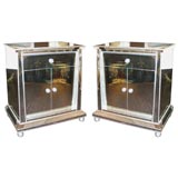 Custom Pair of Neoclassical Mirrored Cabinets or Commodes