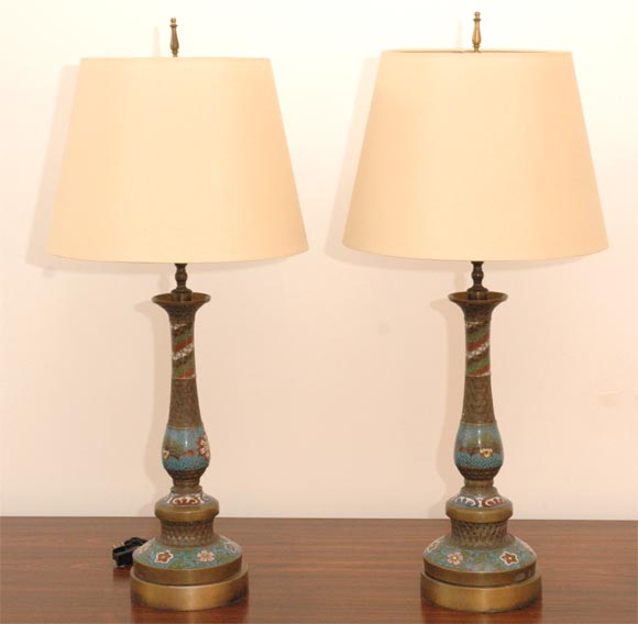 Pair of Cloisonne Lamps
