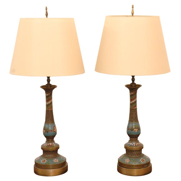 Pair of Cloisonne Lamps