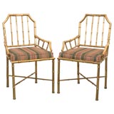 Pair of Faux Bamboo Brass Chairs