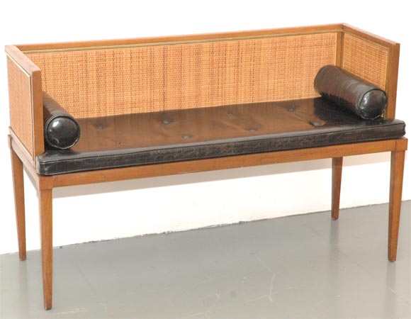 Baker Caned Leather Bench