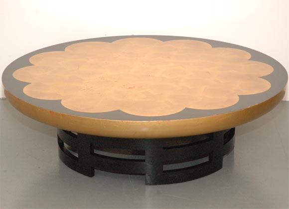 Great coffee table designed by Theodore Muller and Isabel Barringer for Kittinger.  Table has original gold leafed flower top with great patina.