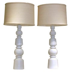 Pair of white Balaster Lamps