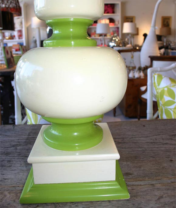 20th Century Pair of Green Wood Lamps
