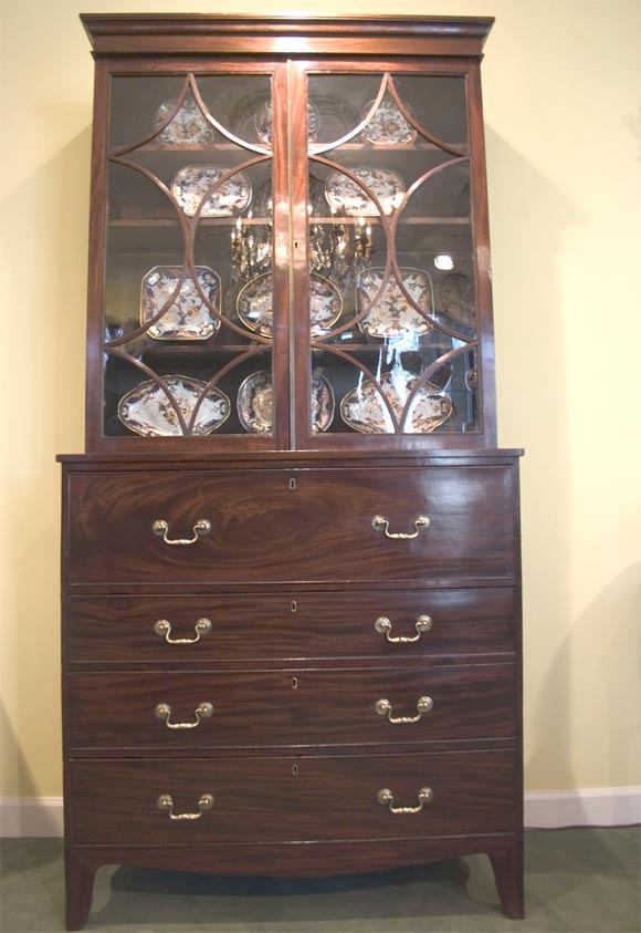 Mahogany Hepplewhite Style Secretarie Bookcase, c. 1780