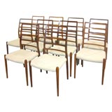 Set of Eight Rosewood Ladderback Dining Chairs by Niels Moller
