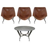Vintage Set of Three Butterfly Chairs and Table