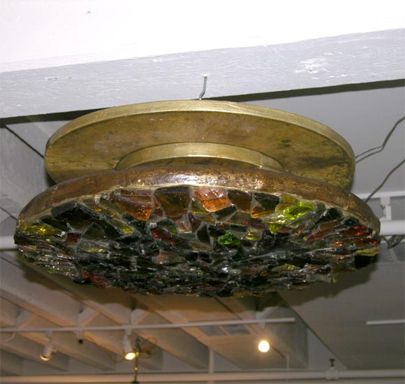 A French Colored Glass and Resin Plafonnier.