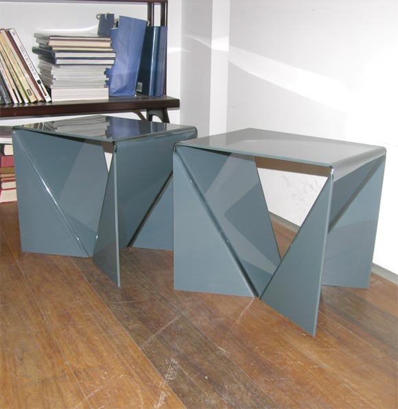 Pair of Neal Small Modernist Lucite End Tables