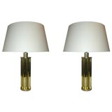 Pair of Brass Pleated Table Lamps Pair of Brass Pleated Table Lamps