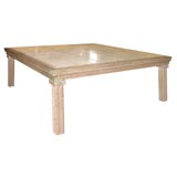 Cerused Oak and Travertine Coffee Table