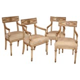 Set of Four Early 19th Century French Beechwood Armchairs