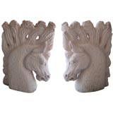 Pair of Cement Horse Heads
